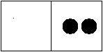 two boxes side by side, two circles in the second box