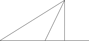 An obtuse triange with a perpendicular dropping from one of the acute angles to the extension of the opposite side of the triangle