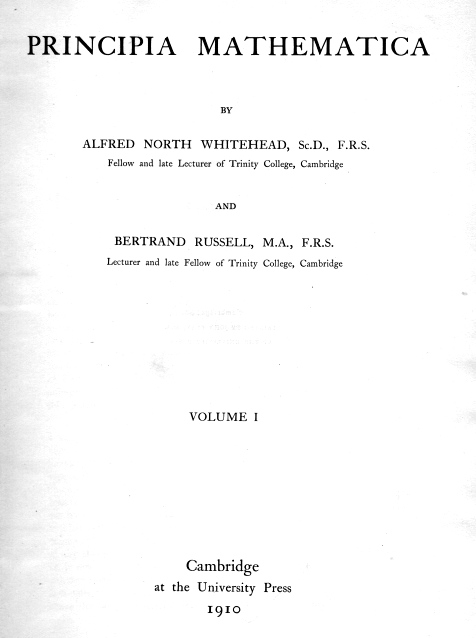 Title Page, First Edition, Principia Mathematica, Volume 1